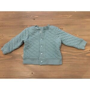 Cc21 Hanna Andersson Quilted Snap Front Jacket blue Green Toddler 18-24 m 80cm